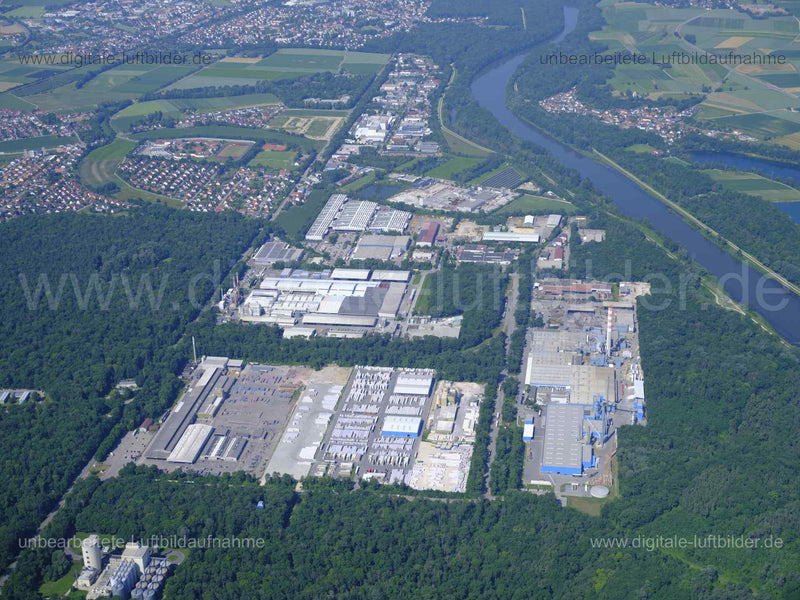 Luftaufnahme Industriegebiet Neuburg-Grünau in Neuburg an der Donau | Oberbayern, Bayern