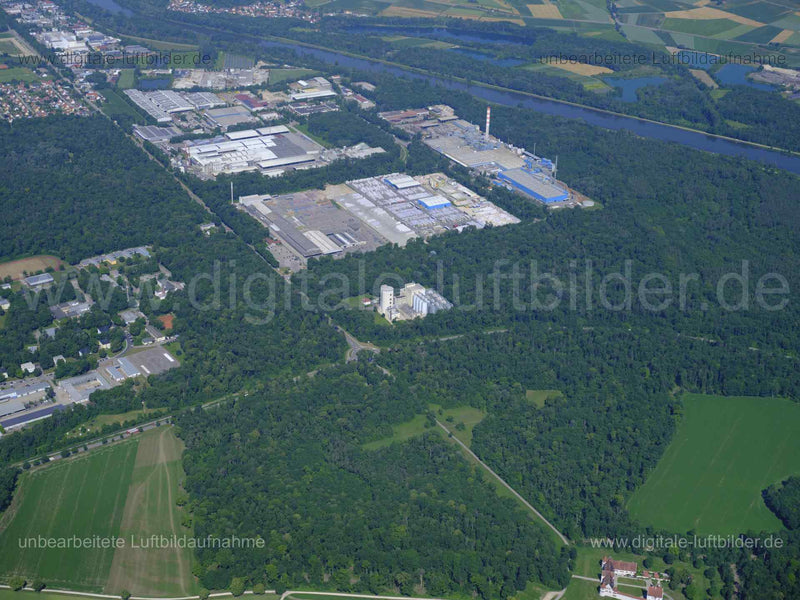Luftaufnahme Industriegebiet Neuburg-Grünau in Neuburg an der Donau | Oberbayern, Bayern