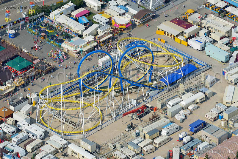Luftaufnahme Achterbahn (Volksfest) in Nürnberg | Mittelfranken, Bayern