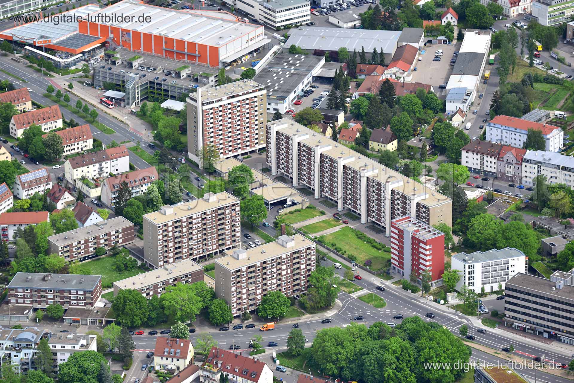 Luftaufnahme Äußere-Bayreuther-Straße in Nürnberg | Mittelfranken, Bayern