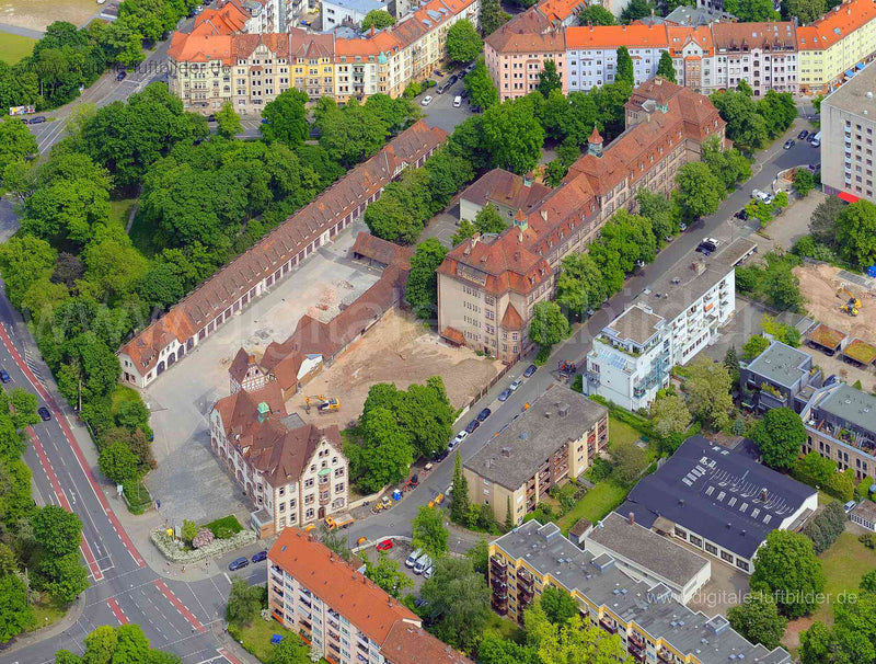 Luftbild - alte Feuerwache, Ort: Nürnberg, Tags: Alte Feuerwache, Feuerwehr, Feuerwache, Denkmalschutz, Baustelle, , An de...