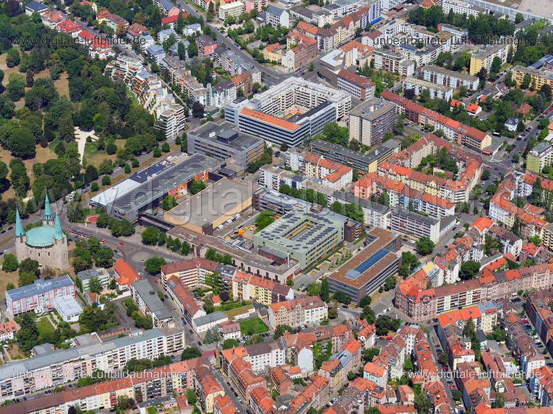 Luftaufnahme Alte Messehaus am Stadtpark in Nürnberg | Mittelfranken, Bayern
