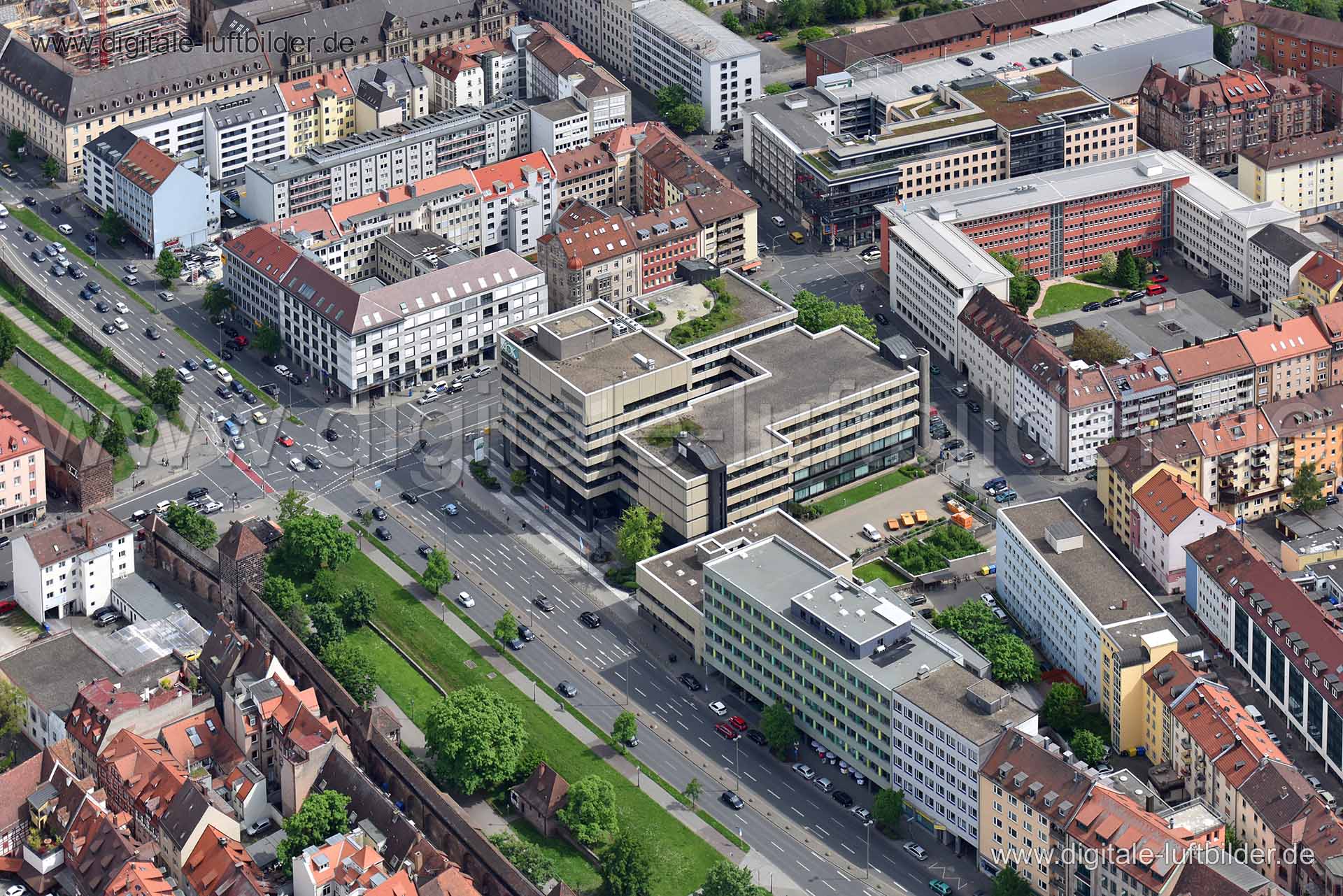 Luftaufnahme AOK am Frauentorgraben in Nürnberg | Mittelfranken, Bayern