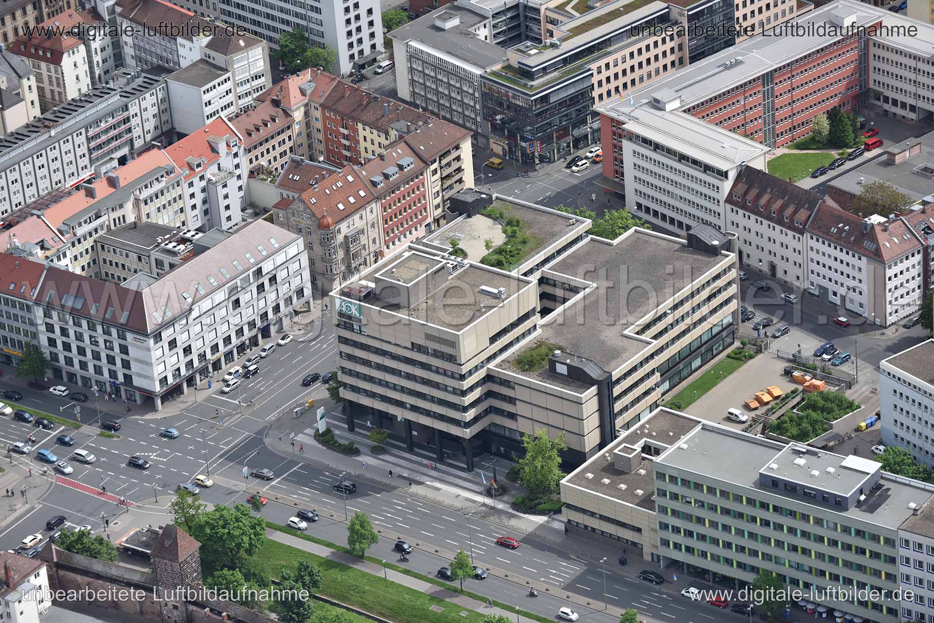 Luftaufnahme AOK am Frauentorgraben in Nürnberg | Mittelfranken, Bayern