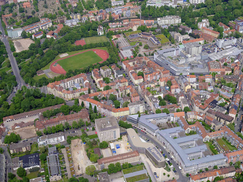 Luftbild - Arbeitsgericht Nürnberg, Ort: Nürnberg, Tags: Arbeitsgericht Nürnberg, Baustelle, Himpfelshof, , An der Reithal...
