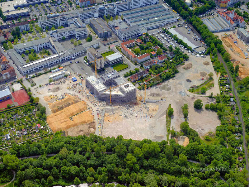 Luftbild - Auf AEG, Ort: Nürnberg, Tags: Auf AEG, Baustelle, Großbaustelle, Kran, Kräne, Gerüst, Gerüstbau, AEG Gelände, M...