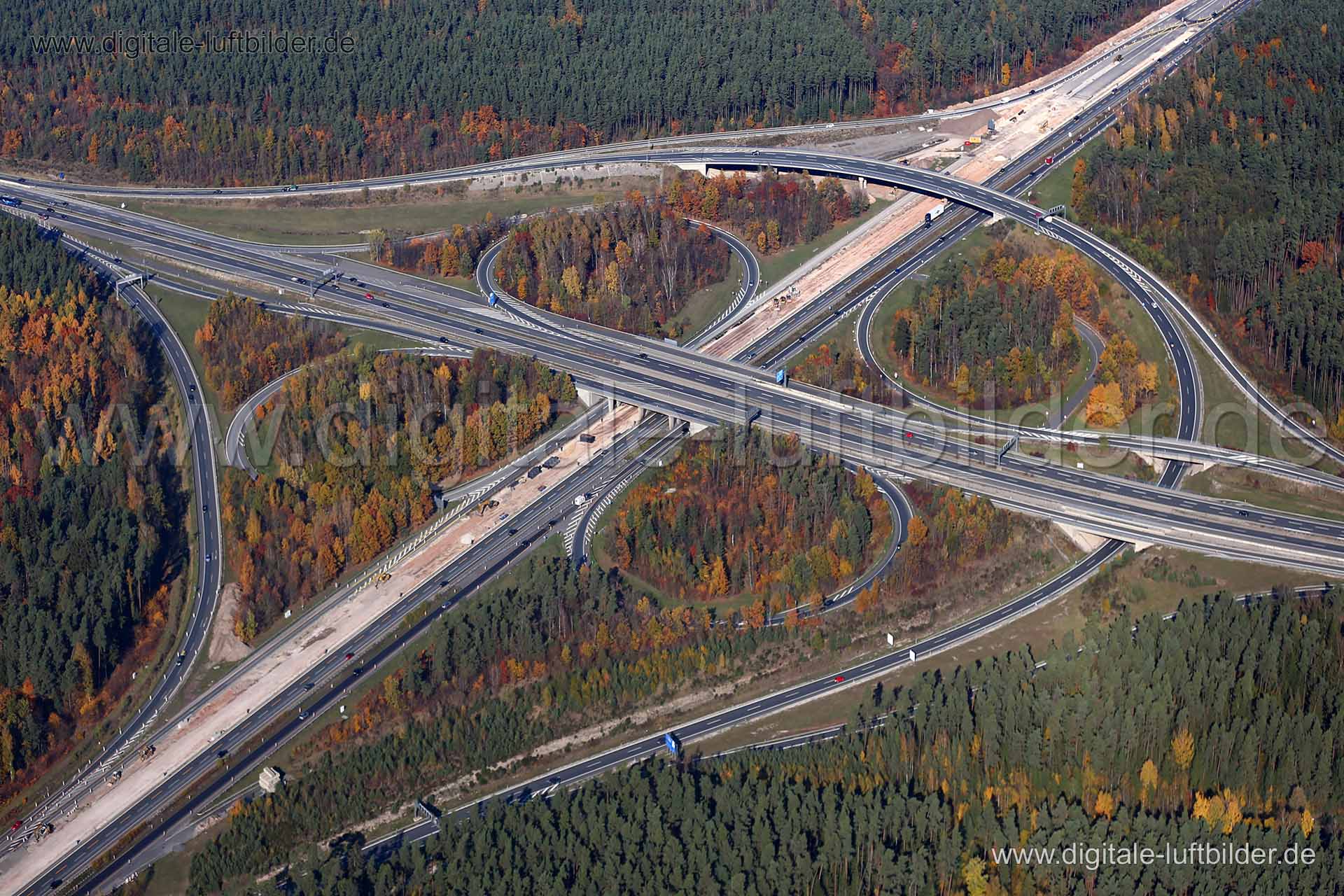 Luftaufnahme Autobahn in Nürnberg | Mittelfranken, Bayern