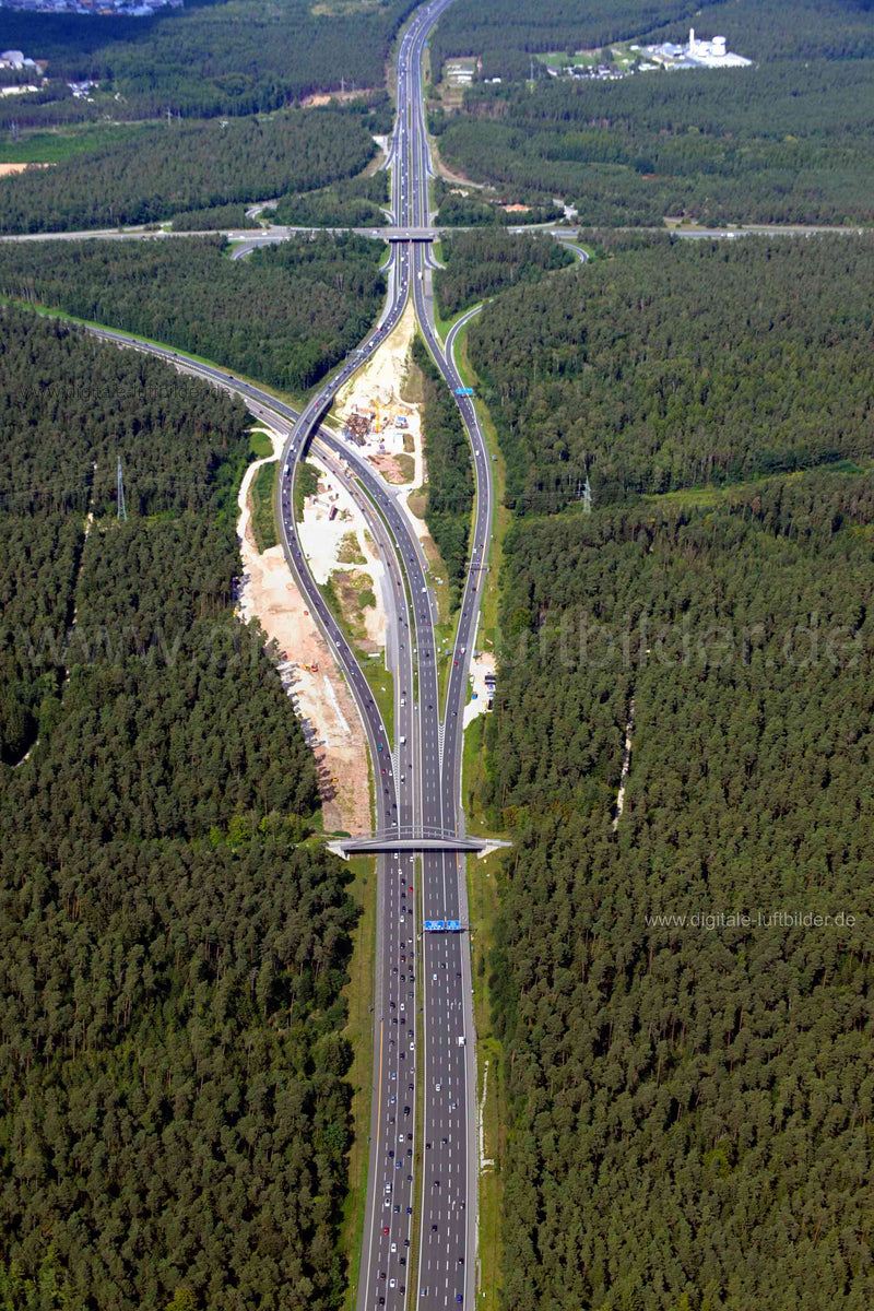 Luftaufnahme Autobahn A3 / A9 in Nürnberg | Mittelfranken, Bayern