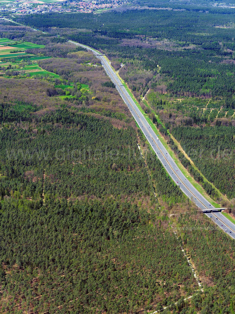 Luftaufnahme Autobahn A3 bei Buchenbühl in Nürnberg | Mittelfranken, Bayern
