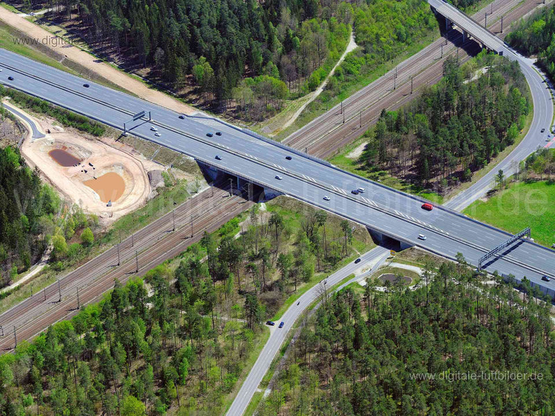 Luftaufnahme Autobahn A6 bei Moorenbrunn in Nürnberg | Mittelfranken, Bayern