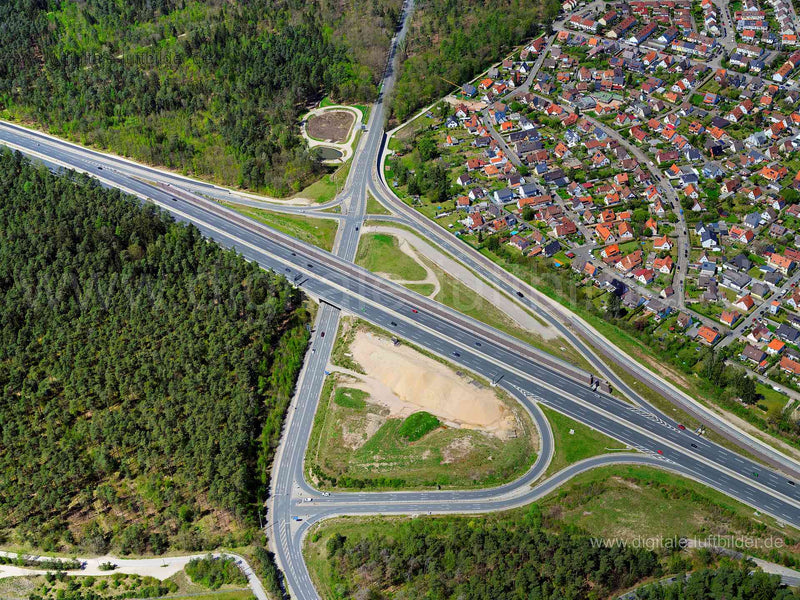 Luftaufnahme Autobahn A6 Nürnberg-Langwasser in Nürnberg | Mittelfranken, Bayern