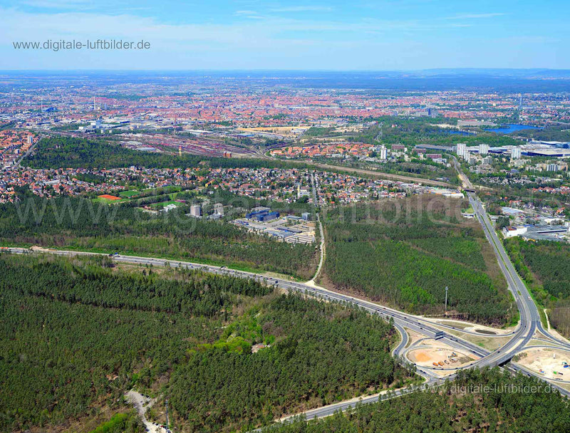 Luftaufnahme Autobahn A73 Zollhaus in Nürnberg | Mittelfranken, Bayern