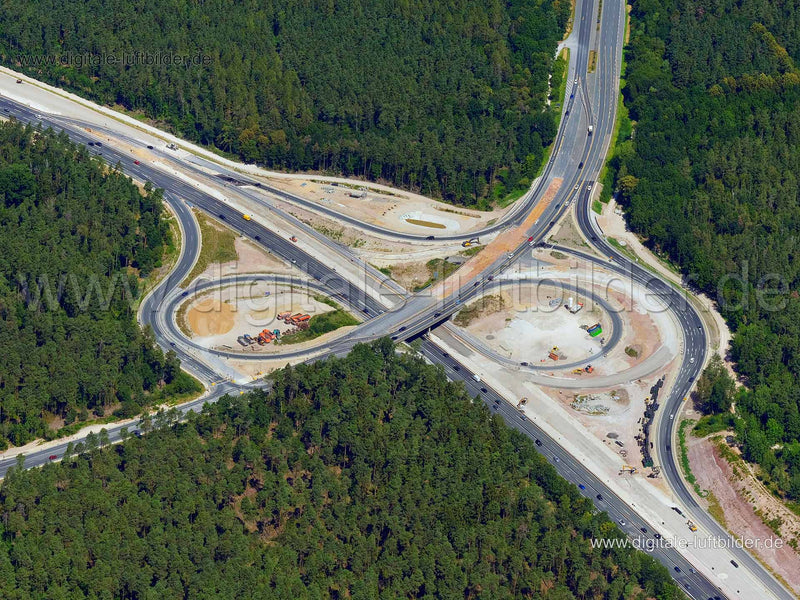 Luftaufnahme Autobahnausfahrt in Nürnberg | Mittelfranken, Bayern