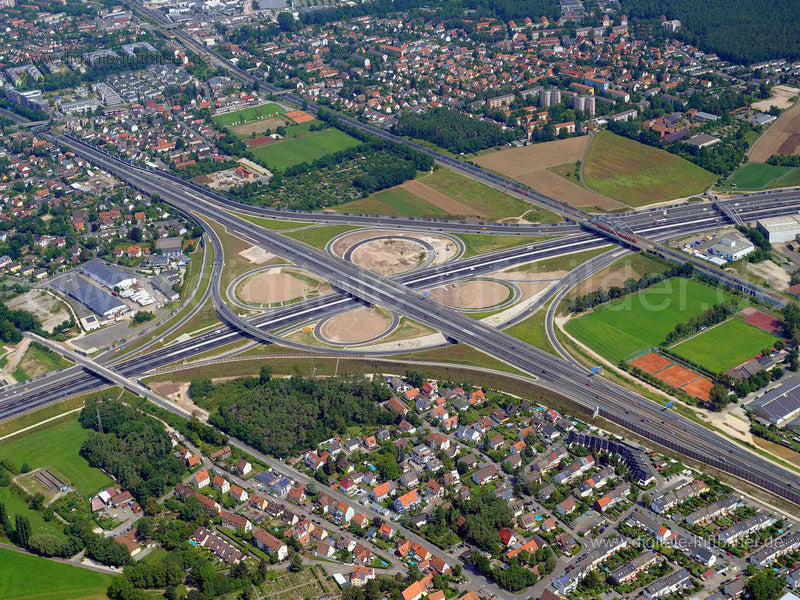 Luftaufnahme Autobahnkreuz A3 / A73 in Nürnberg | Mittelfranken, Bayern