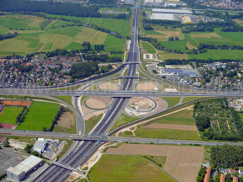 Luftaufnahme Autobahnkreuz A3 / A73 in Nürnberg | Mittelfranken, Bayern