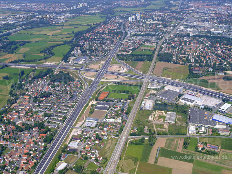 Luftaufnahme Autobahnkreuz A3 / A73 in Nürnberg | Mittelfranken, Bayern