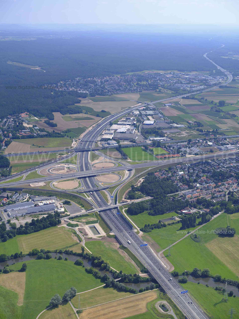 Luftaufnahme Autobahnkreuz A3 / A73 in Nürnberg | Mittelfranken, Bayern