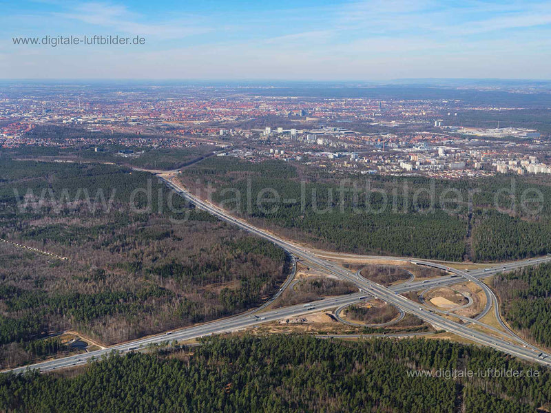 Luftaufnahme Autobahnkreuz A6 / A73 in Nürnberg | Mittelfranken, Bayern