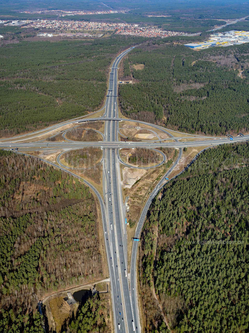 Luftaufnahme Autobahnkreuz A6 / A73 in Nürnberg | Mittelfranken, Bayern
