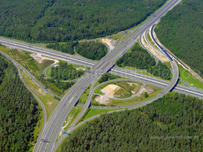 Luftaufnahme Autobahnkreuz A6 / A73 in Nürnberg | Mittelfranken, Bayern