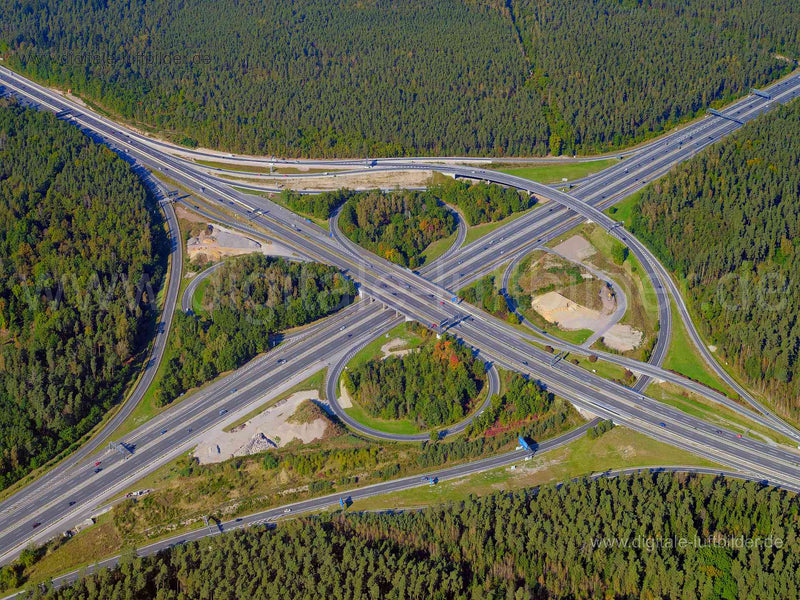 Luftaufnahme Autobahnkreuz A6 / A73 in Nürnberg | Mittelfranken, Bayern