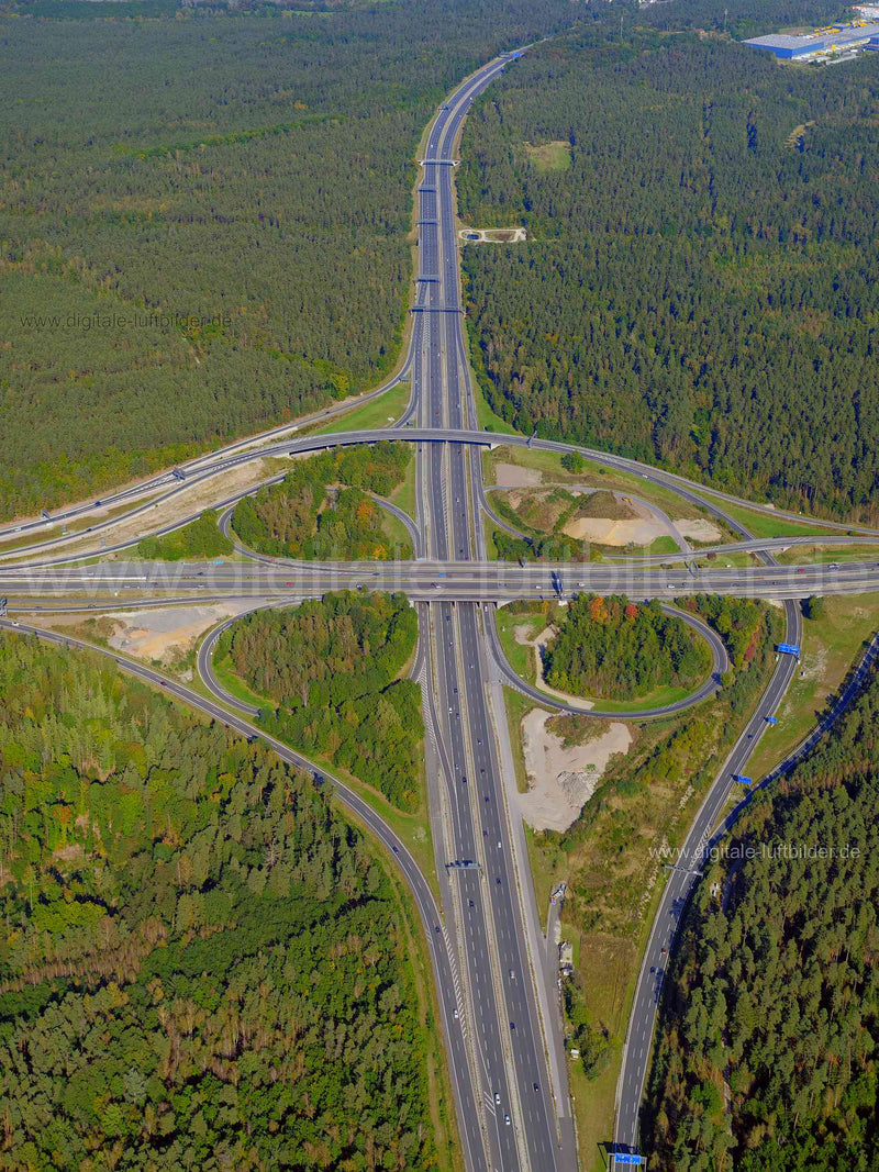 Luftaufnahme Autobahnkreuz A6 / A73 in Nürnberg | Mittelfranken, Bayern