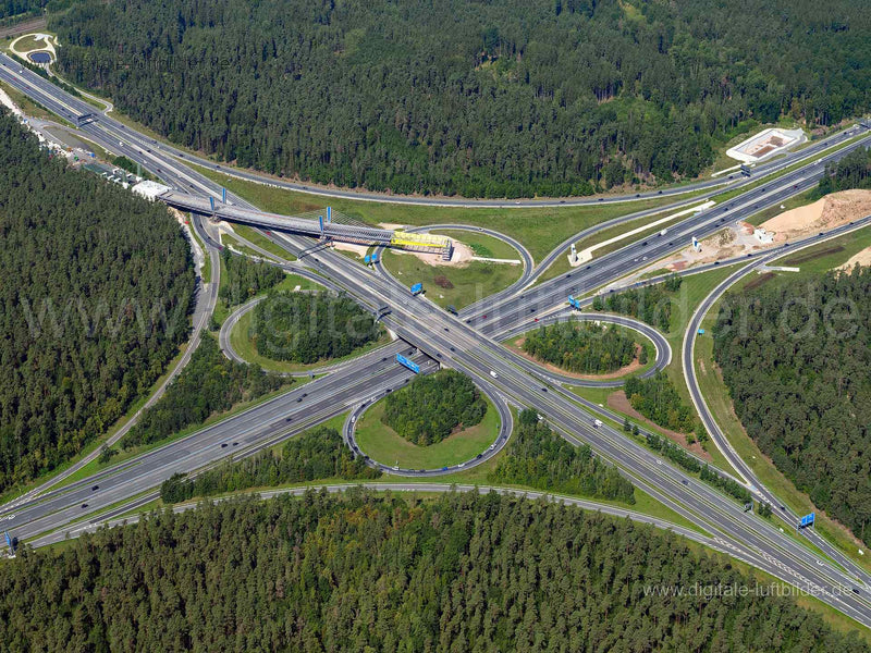 Luftaufnahme Autobahnkreuz A6 / A9 in Nürnberg | Mittelfranken, Bayern