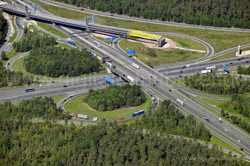 Luftaufnahme Autobahnkreuz A6 / A9 in Nürnberg | Mittelfranken, Bayern