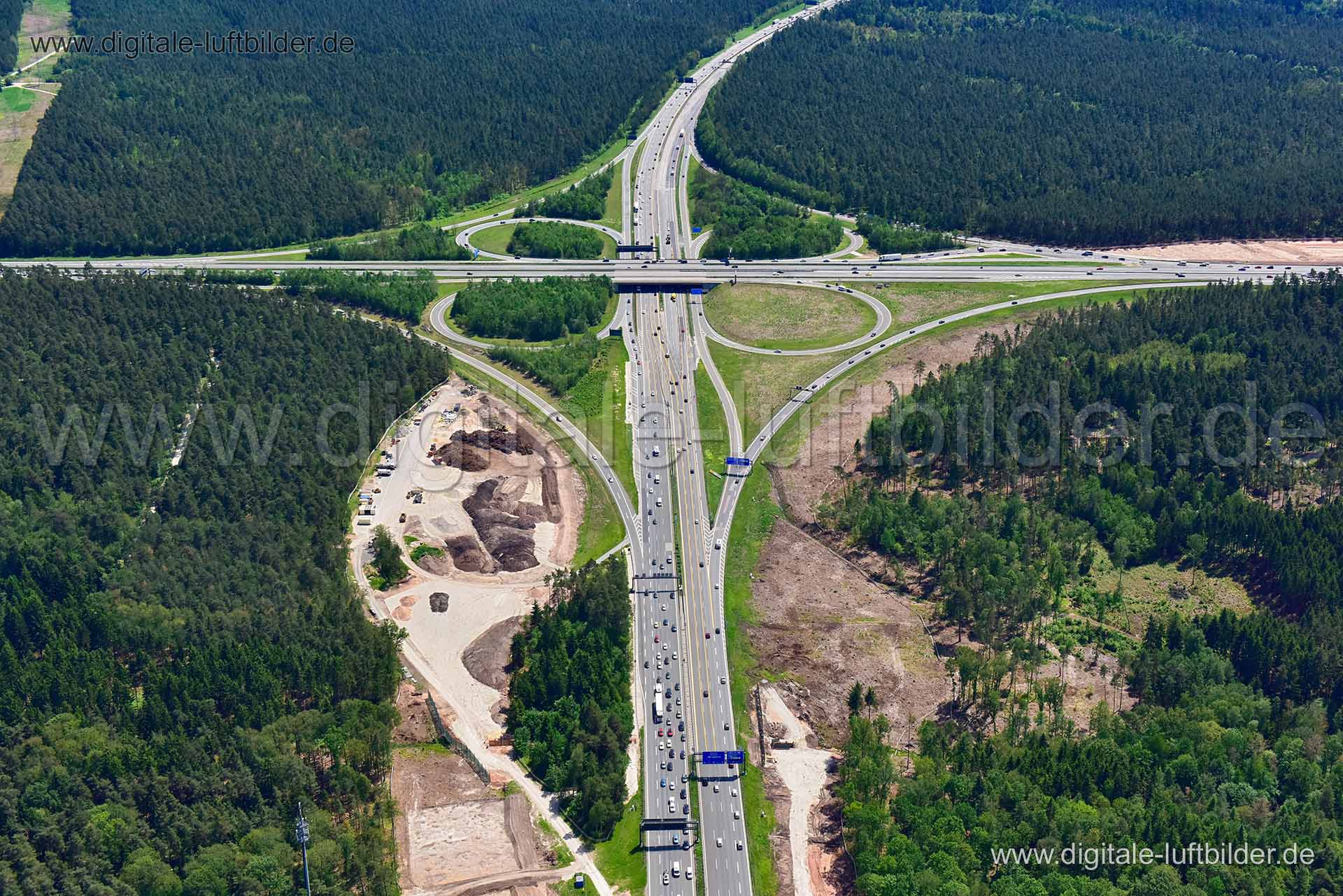 Luftaufnahme Autobahnkreuz A9 / A6 in Nürnberg | Mittelfranken, Bayern