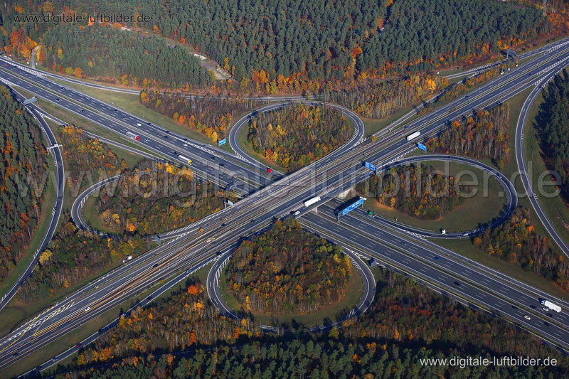Luftaufnahme Autobahnkreuz Nürnberg-Ost (A6) in Nürnberg | Mittelfranken, Bayern