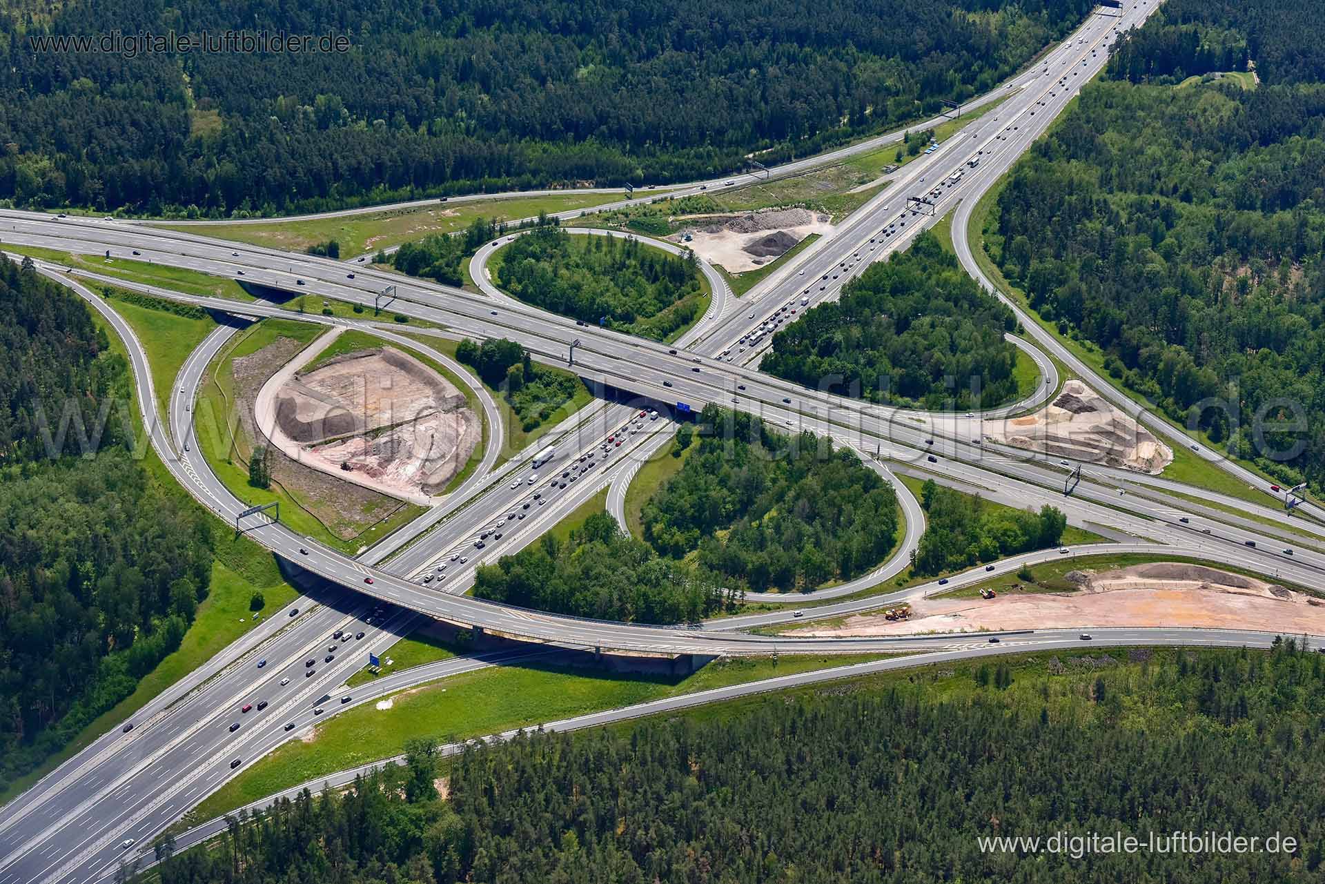 Luftaufnahme Autobahnkreuz Nürnberg-Süd in Nürnberg | Mittelfranken, Bayern