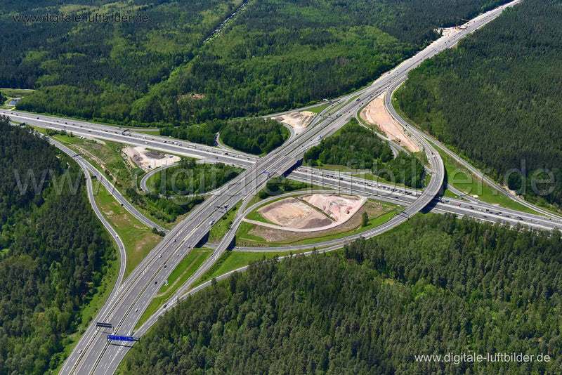 Luftaufnahme Autobahnkreuz Nürnberg-Süd in Nürnberg | Mittelfranken, Bayern