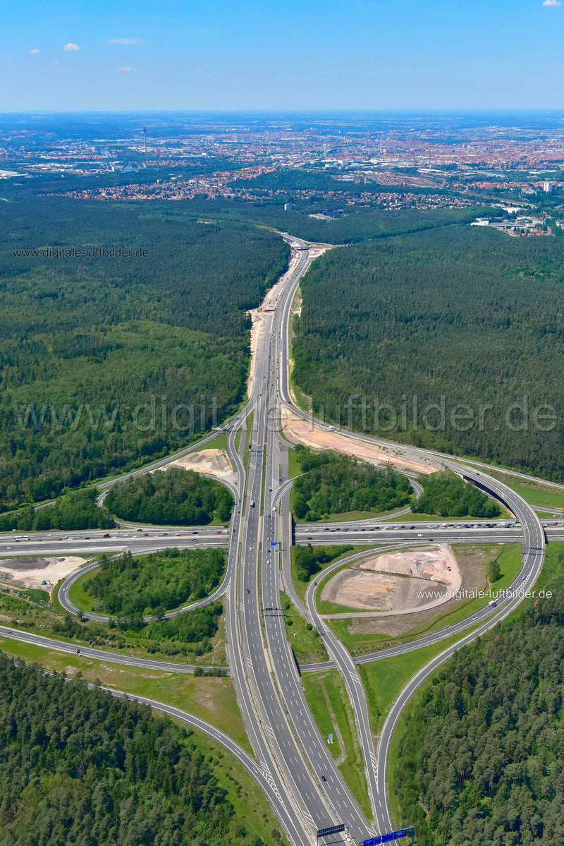 Luftaufnahme Autobahnkreuz Nürnberg-Süd in Nürnberg | Mittelfranken, Bayern