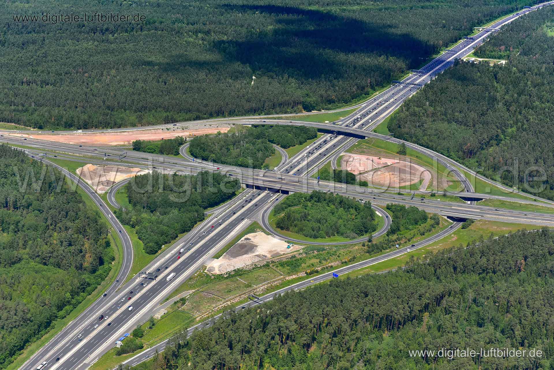 Luftaufnahme Autobahnkreuz Nürnberg-Süd in Nürnberg | Mittelfranken, Bayern