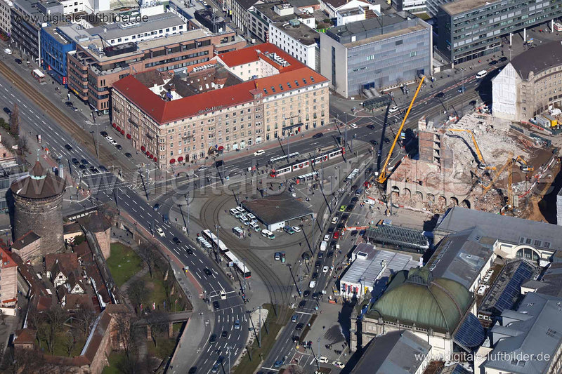 Luftaufnahme Bahnhofsplatz in Nürnberg | Mittelfranken, Bayern