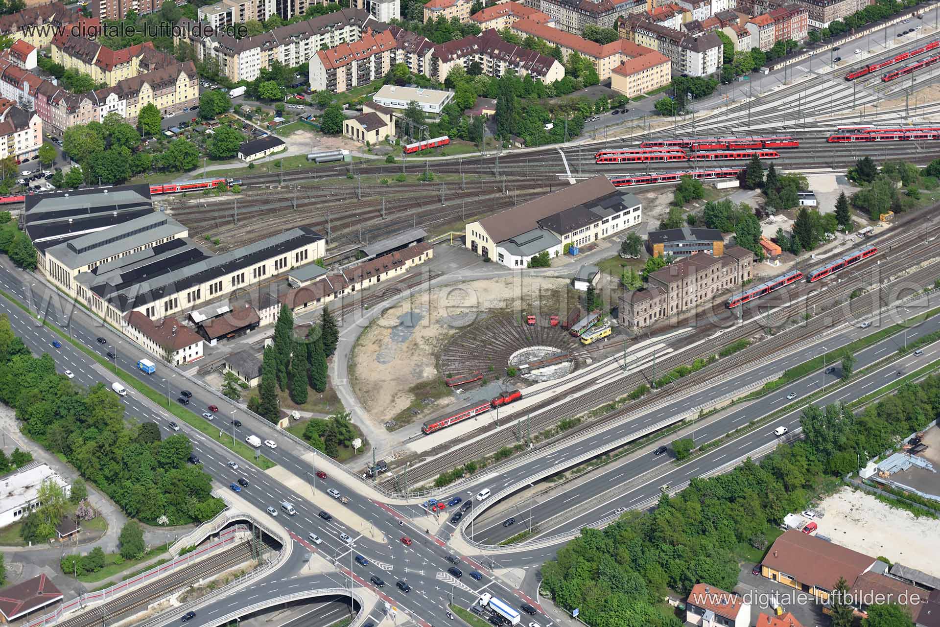 Luftaufnahme Bahnkreisel in Nürnberg | Mittelfranken, Bayern