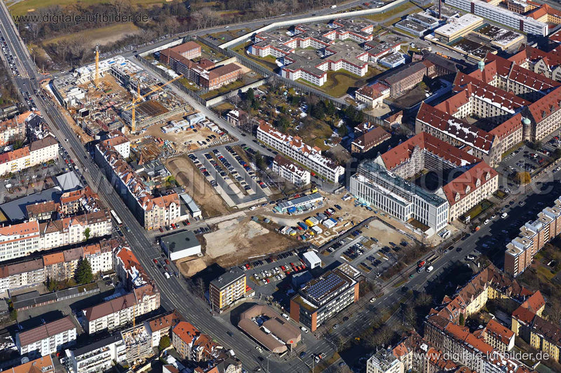 Luftaufnahme Bau der neuen Feuerwache in Nürnberg | Mittelfranken, Bayern
