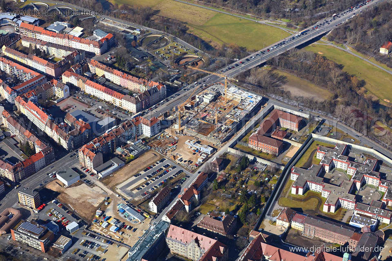 Luftaufnahme Bau der neuen Feuerwache in Nürnberg | Mittelfranken, Bayern