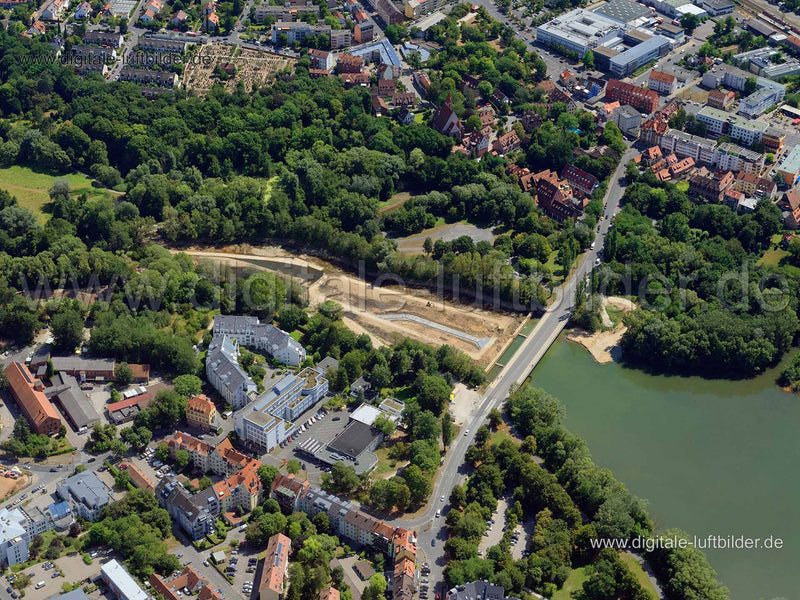 Luftaufnahme Baustelle am Wöhrder See in Nürnberg | Mittelfranken, Bayern