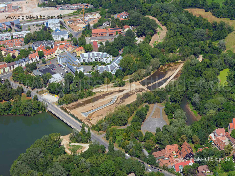 Luftaufnahme Baustelle am Wöhrder See in Nürnberg | Mittelfranken, Bayern