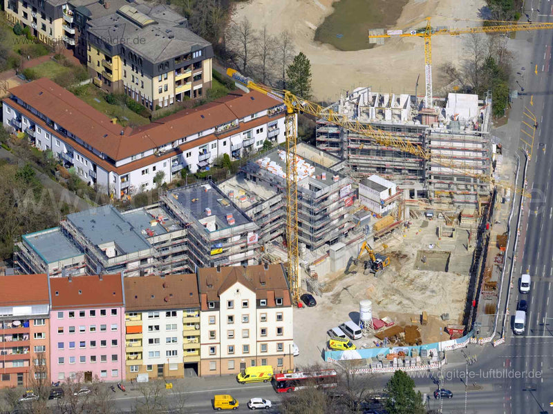 Titel: Baustelle Flora54, Bildnummer: f471391, Ort / Stadt: Nürnberg, (Land)Kreis: kreisfreie Stadt Nürnberg, Regierungsbezirk: Mittelfranken, Bundesland: Bayern, Aufnahmedatum: 28.03.2022, Schlagwörter: Luftbild, Luftbilder, Luftbildfotografie, Luftaufnahme, Luftbildaufnahme, Luftfoto, Vogelperspektive, Vogelansicht, Deutschland, Baustelle, Großbaustelle, Flora54, Schultheiß, Kran, Kräne, ehem. Radloff, Monat: März, Jahreszeit: Frühling, Tageszeit: Mittag / Nachmittag, Jahr: 2022, Flug ID: 2022