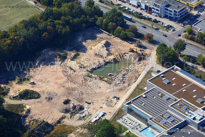 Luftaufnahme Baustelle neben Langwasserbad in Nürnberg | Mittelfranken, Bayern