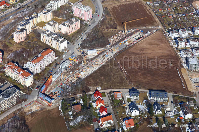 Luftaufnahme Baustelle U-Bahn in Nürnberg | Mittelfranken, Bayern
