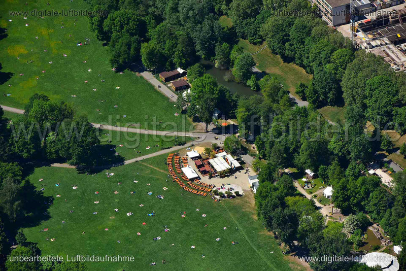 Luftaufnahme Biergarten am Wörhder See in Nürnberg | Mittelfranken, Bayern