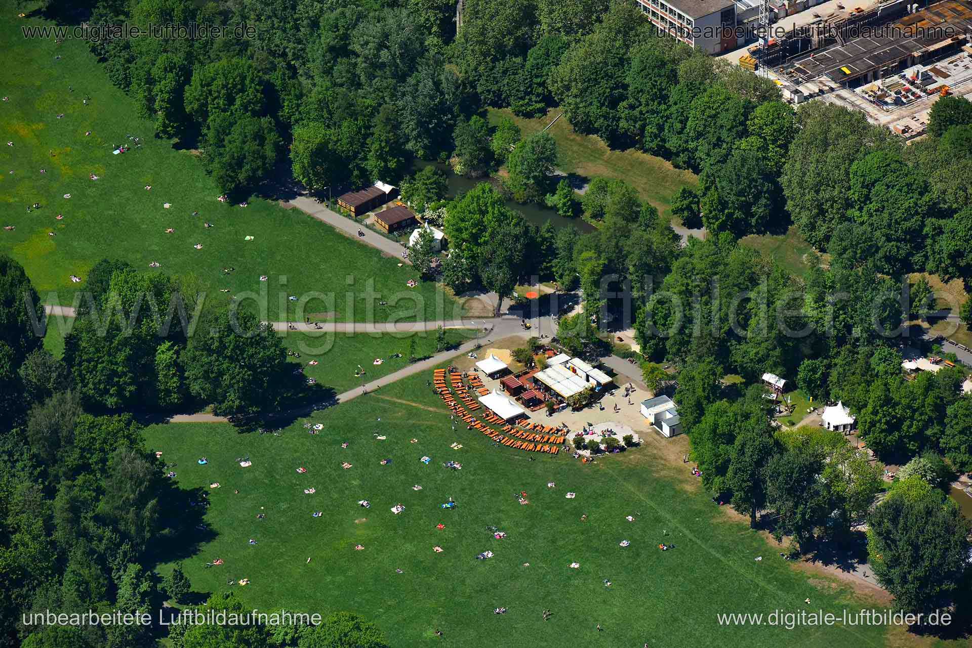 Luftaufnahme Biergarten am Wörhder See in Nürnberg | Mittelfranken, Bayern