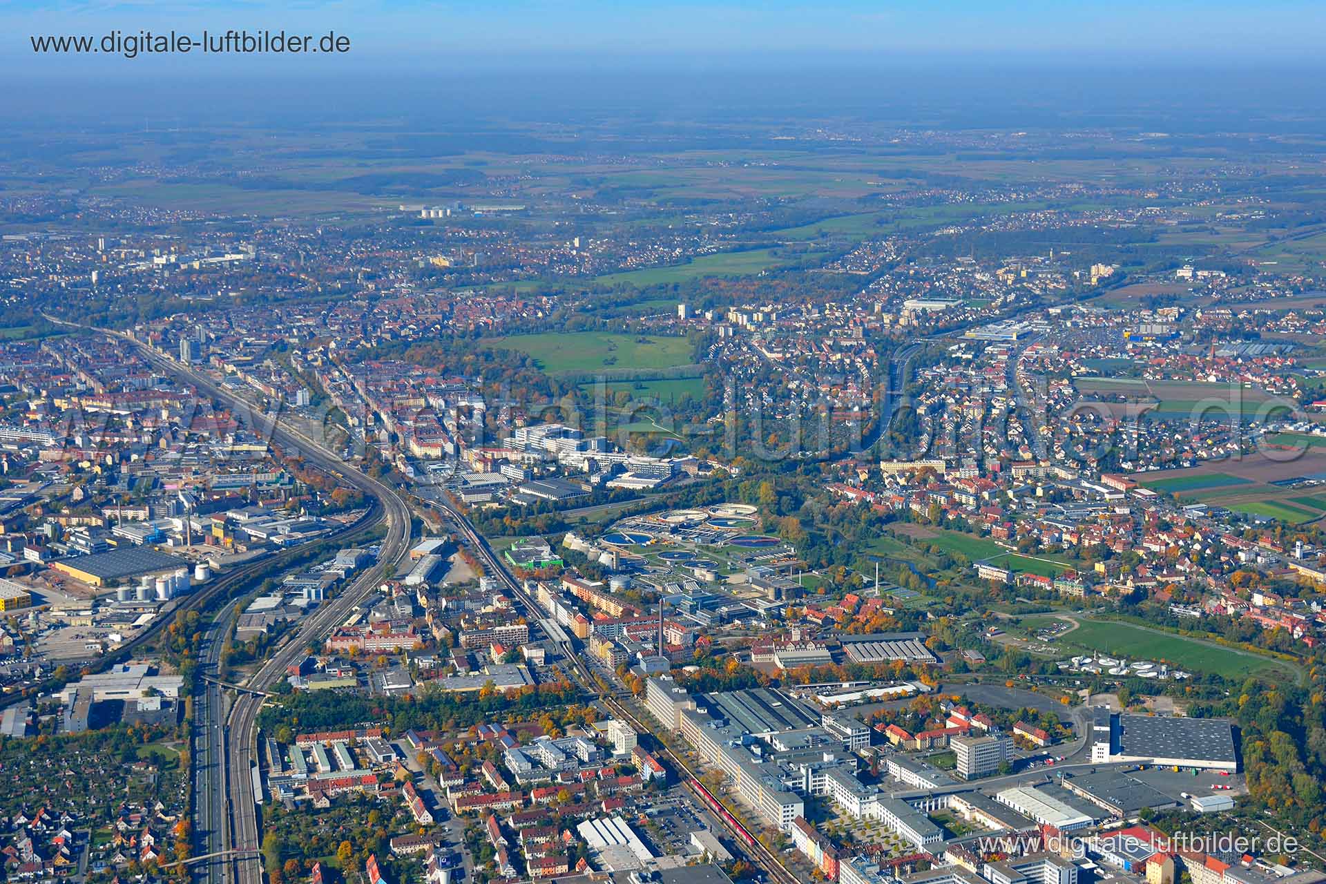 Luftaufnahme Blick in Richtung Fürth in Nürnberg | Mittelfranken, Bayern