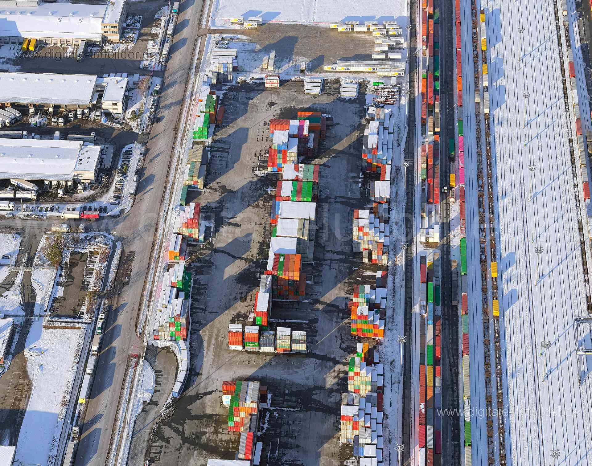 Luftaufnahme Containerbahnhof am Hafen in Nürnberg | Mittelfranken, Bayern