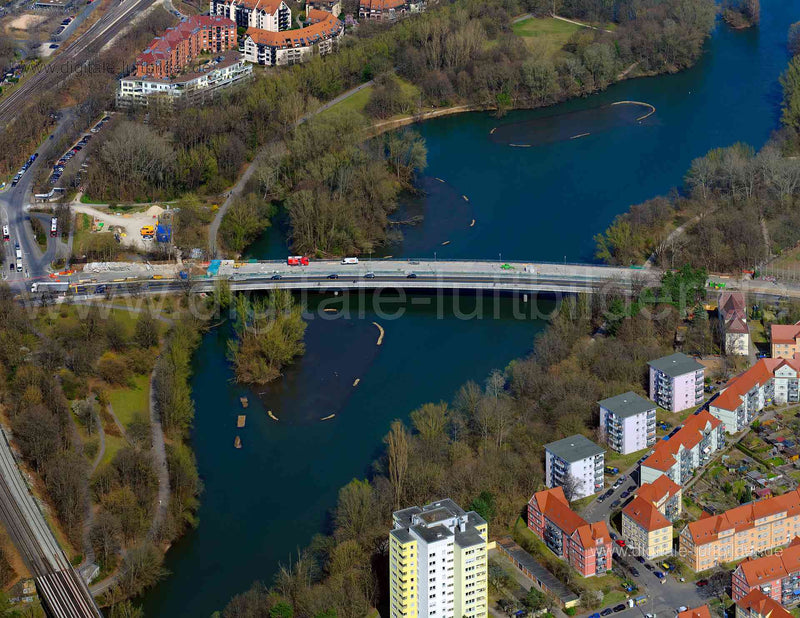 Luftaufnahme Dr.-Gustav-Heinemann-Brücke in Nürnberg | Mittelfranken, Bayern
