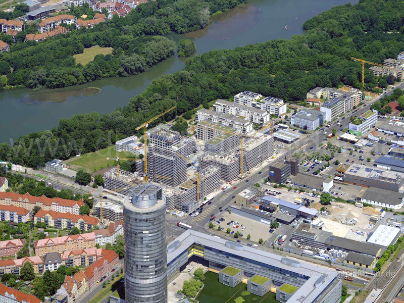 Titel: ehem. Coca-Cola Areal, Bildnummer: f484480, Ort / Stadt: Nürnberg, (Land)Kreis: kreisfreie Stadt Nürnberg, Regierungsbezirk: Mittelfranken, Bundesland: Bayern, Aufnahmedatum: 14.06.2022, Schlagwörter: Luftbild, Luftbilder, Luftbildfotografie, Luftaufnahme, Luftbildaufnahme, Luftfoto, Vogelperspektive, Vogelansicht, Deutschland, , ehem. Coca-Cola Areal, Seetor, Seetor City, Sontowski & Partner, Baustelle, Großbaustelle, Kran, Kräne, Gerüstbau, Monat: Juni, Jahreszeit: Sommer, Tageszeit: Vo