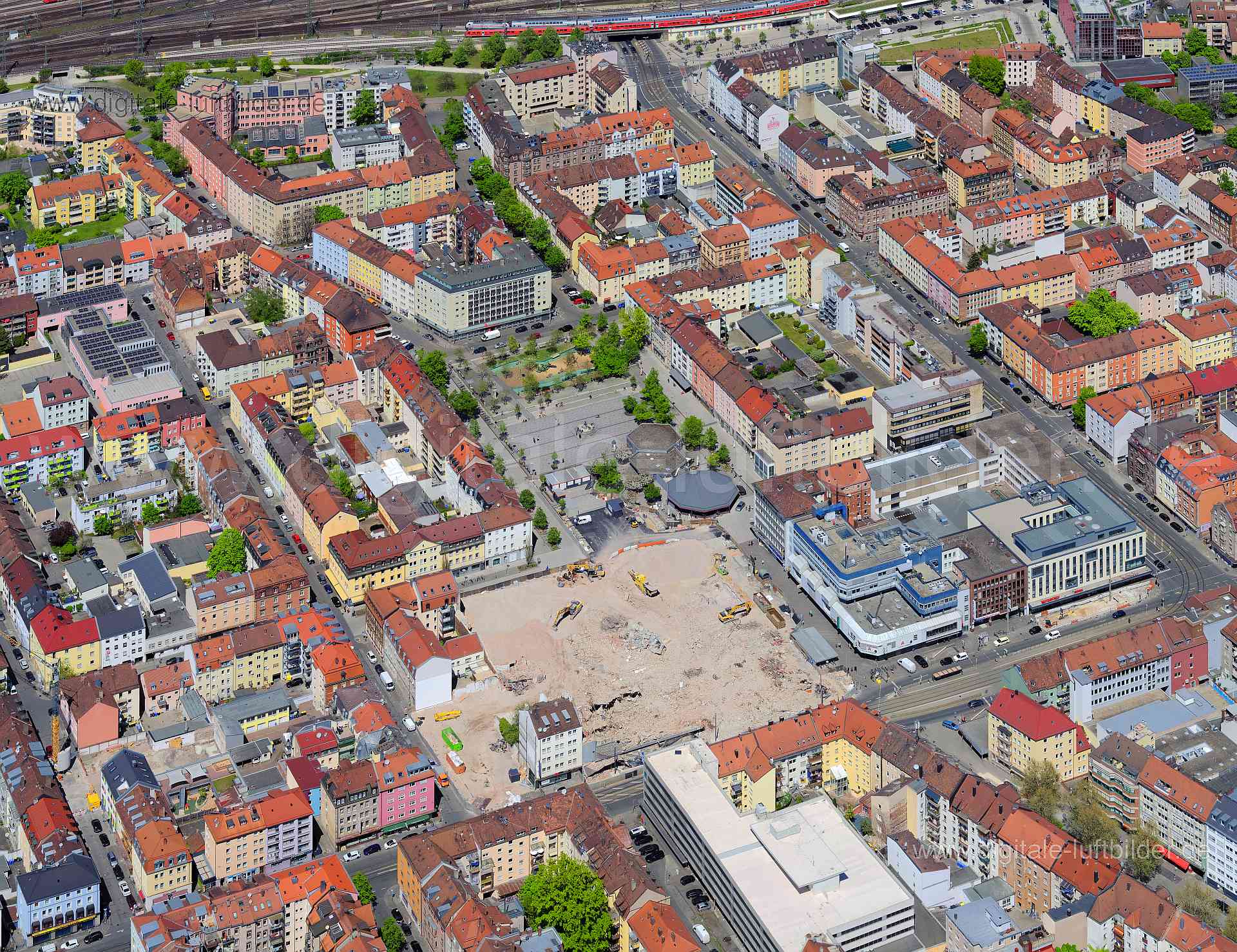 Luftaufnahme ehem. Kaufhof am Aufseßplatz in Nürnberg | Mittelfranken, Bayern